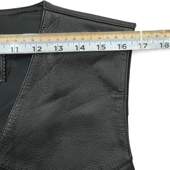 FMC Black Leather Snap Button Biker Motorcycle Vest Men's Large 46 - Picture 5 of 13